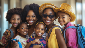 Black homeschool family traveling